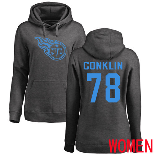 Tennessee Titans Ash Women Jack Conklin One Color NFL Football 78 Pullover Hoodie Sweatshirts